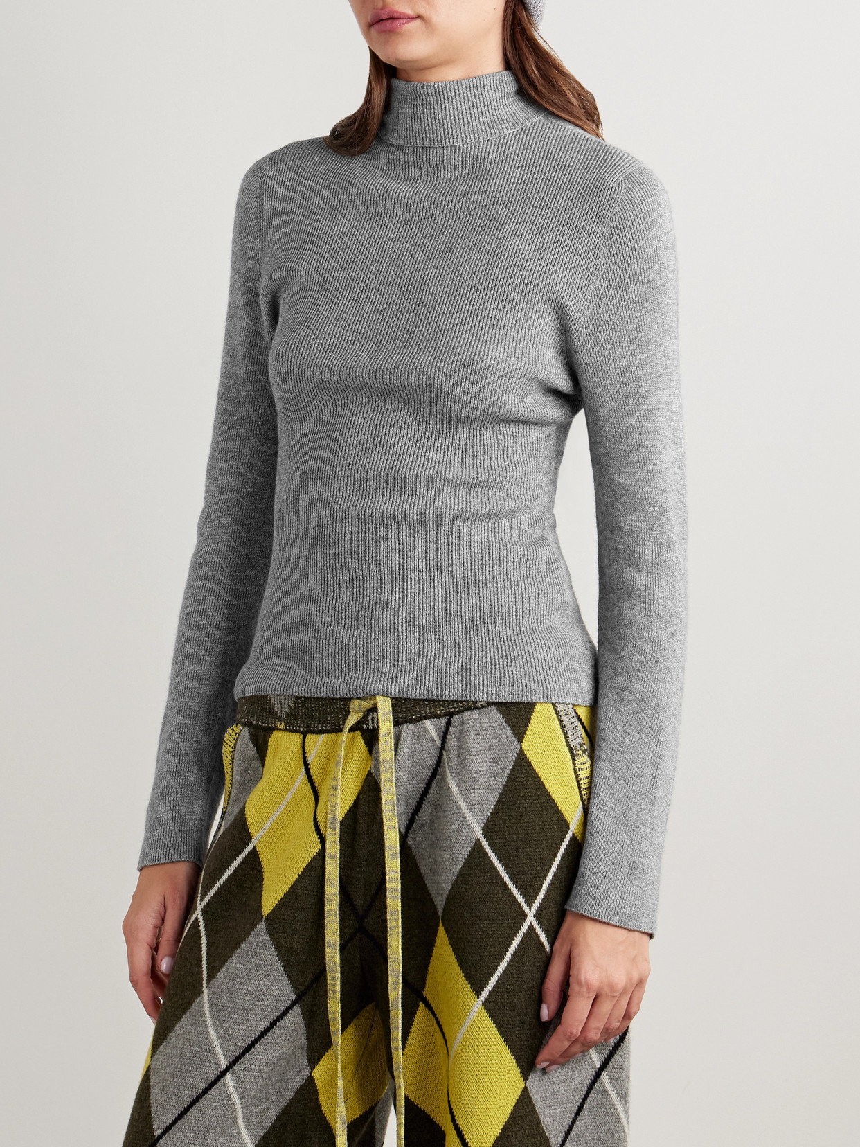 THE ELDER STATESMAN DELICASH RIBBED CASHMERE AND SILK-BLEND TURTLENECK SWEATER