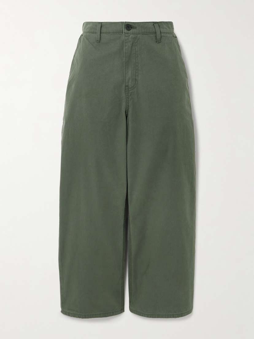 The Elder Statesman Cropped Cotton-twill Wide-leg Pants