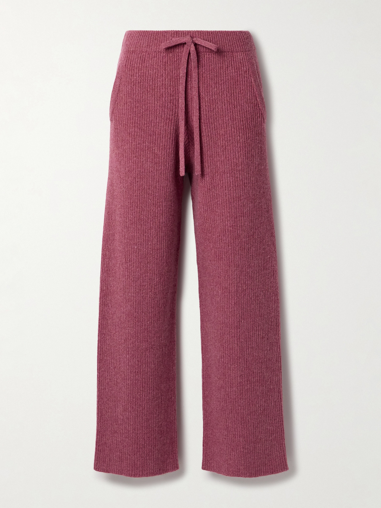 The Elder Statesman Ribbed Cashmere Track Pants In Pink