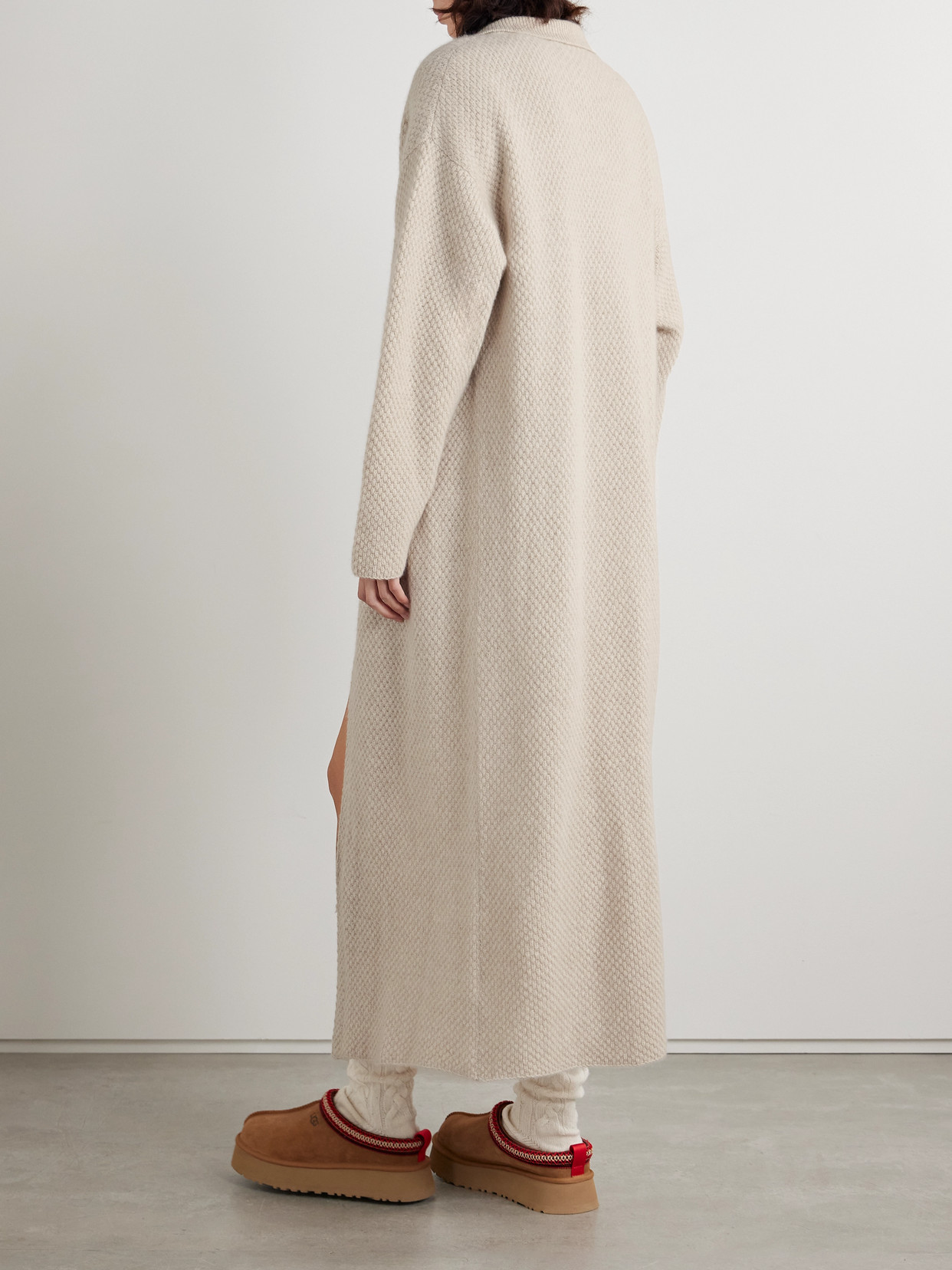 The Elder Statesman Textured-knit Cashmere Cardigan In White