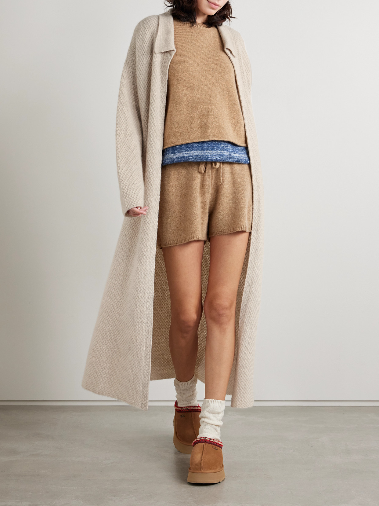 The Elder Statesman Textured-knit Cashmere Cardigan In White