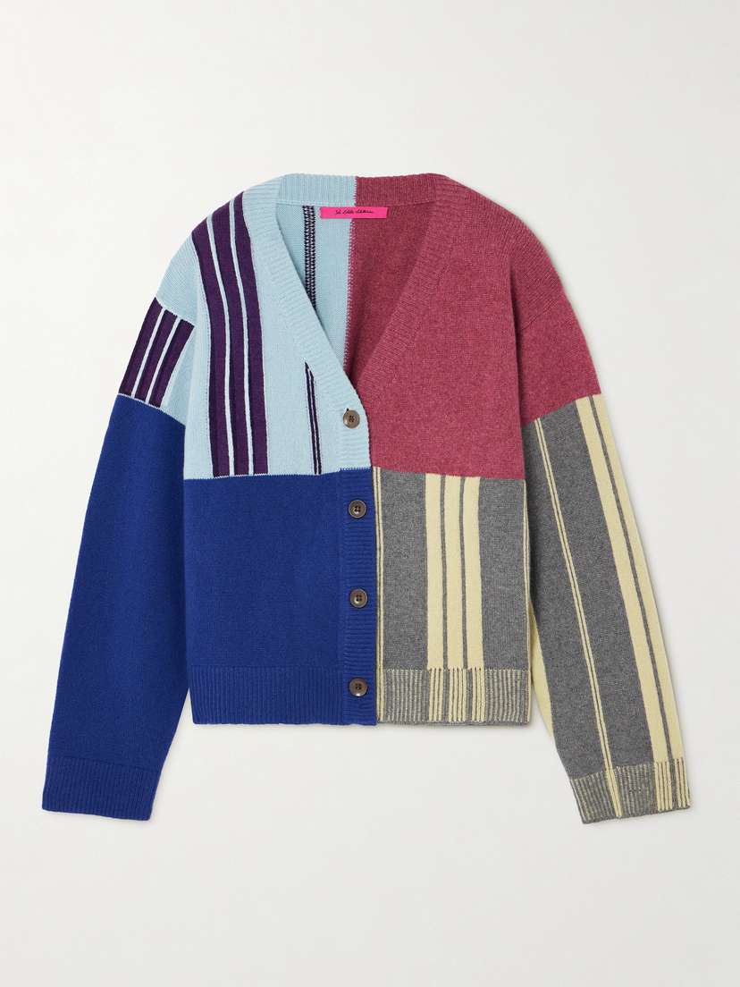 The Elder Statesman Color-block Striped Cashmere Cardigan