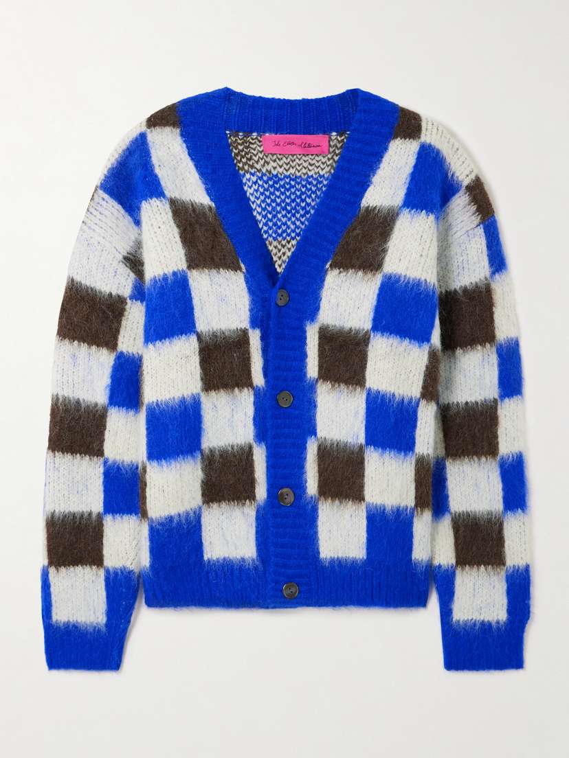 The Elder Statesman Thistle Gingham Alpaca-blend Cardigan