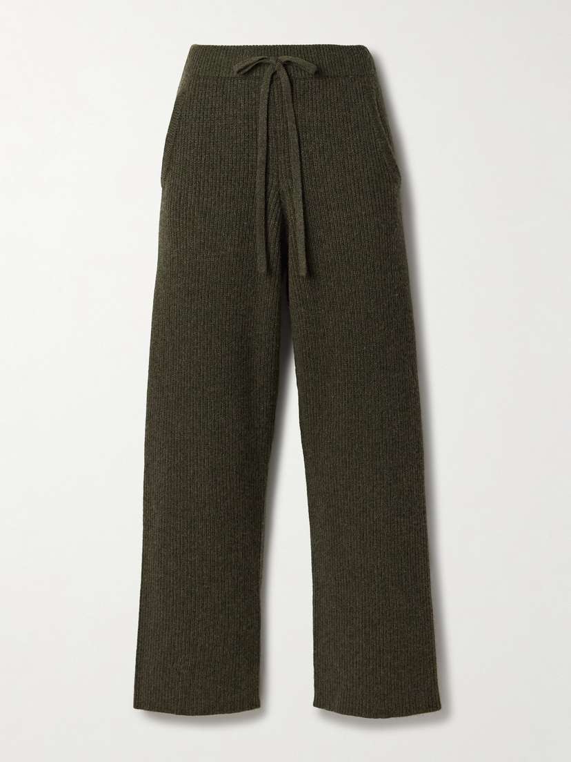 The Elder Statesman Ribbed Cashmere Track Pants