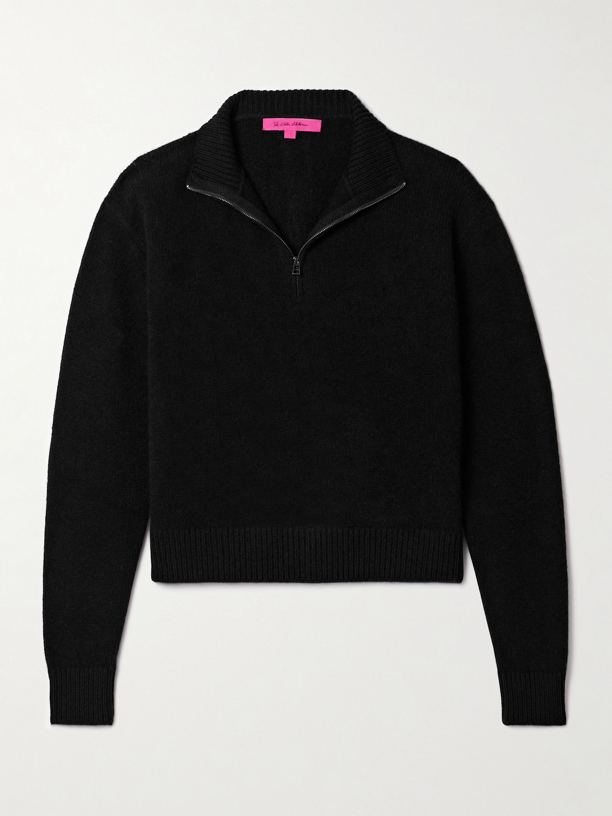 The Elder Statesman Cashmere Half-zip Sweater In Black