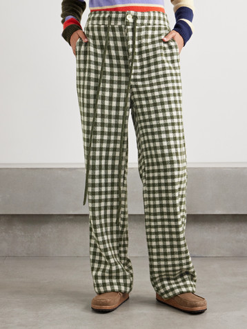 The Elder Statesman Checked cashmere straight-leg pants