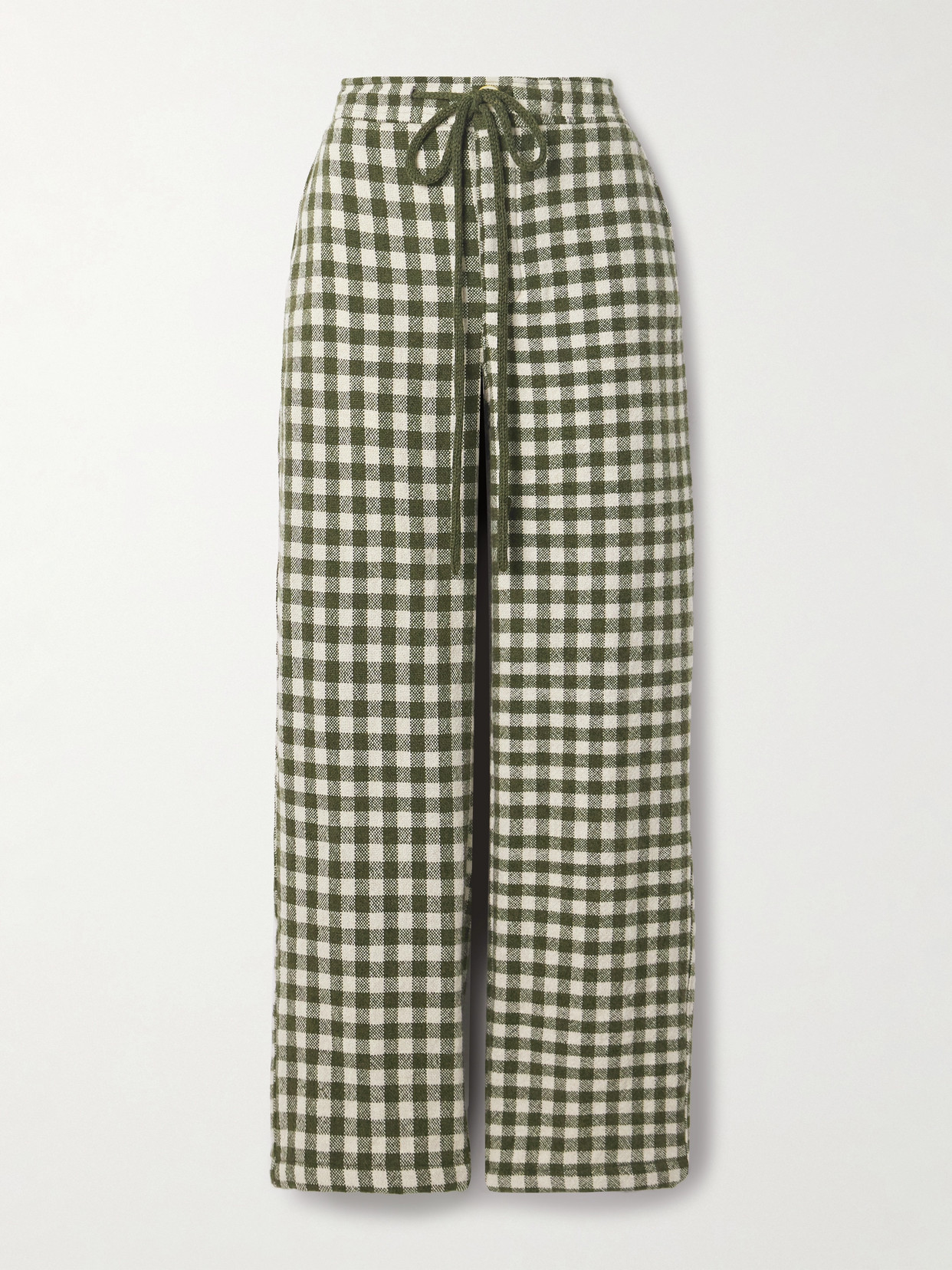 The Elder Statesman Checked Cashmere Straight-leg Pants In Green