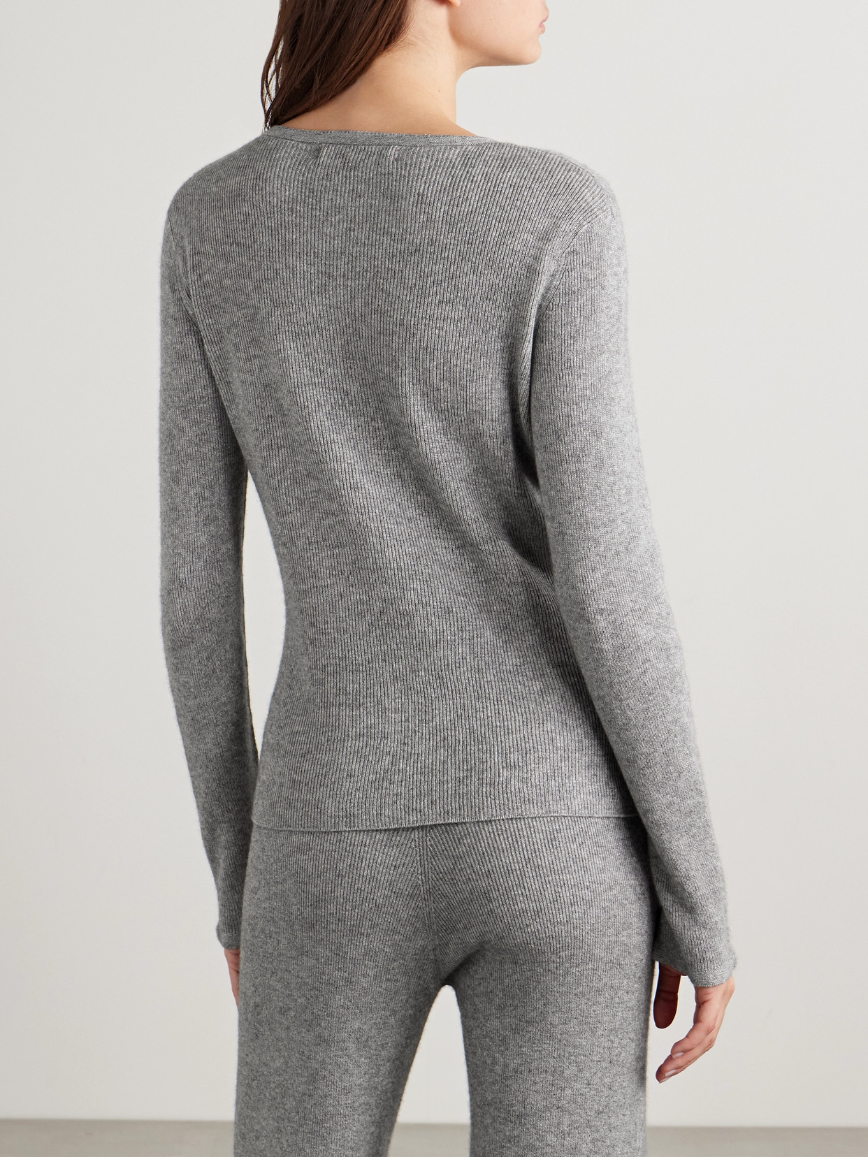The Elder Statesman Delicash Ribbed Cashmere And Silk-blend Cardigan In Gray