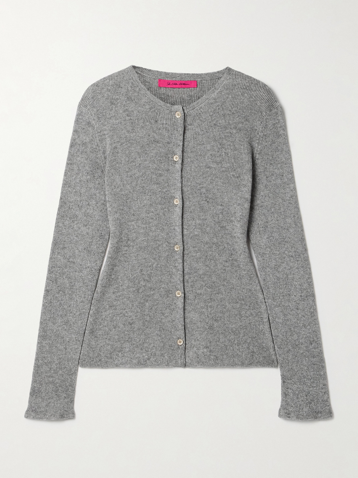 The Elder Statesman Delicash Ribbed Cashmere And Silk-blend Cardigan In Gray