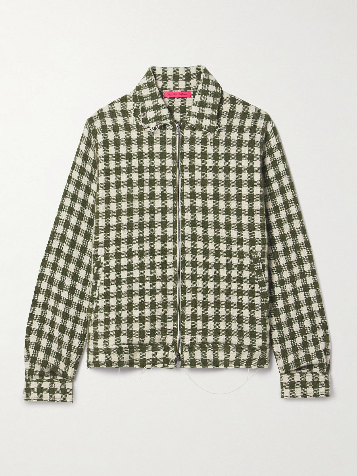 The Elder Statesman Decan Gingham Cashmere Jacket In Green