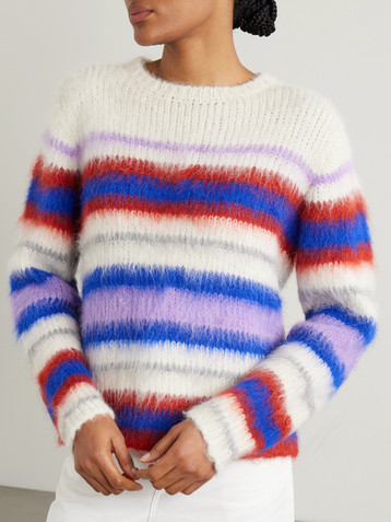 The Elder Statesman Thistle Vineyard brushed striped alpaca-blend sweater
