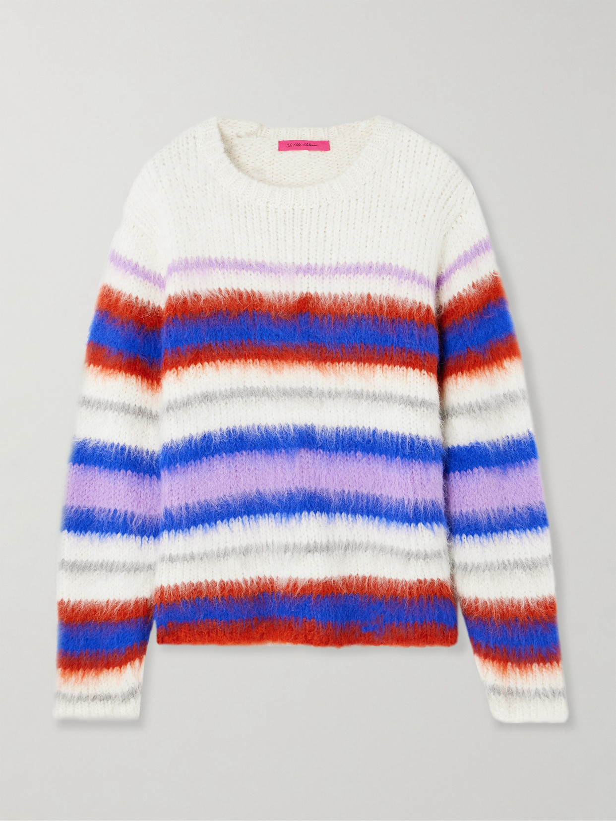 The Elder Statesman - Thistle Vineyard Brushed Striped Alpaca-blend Sweater - White