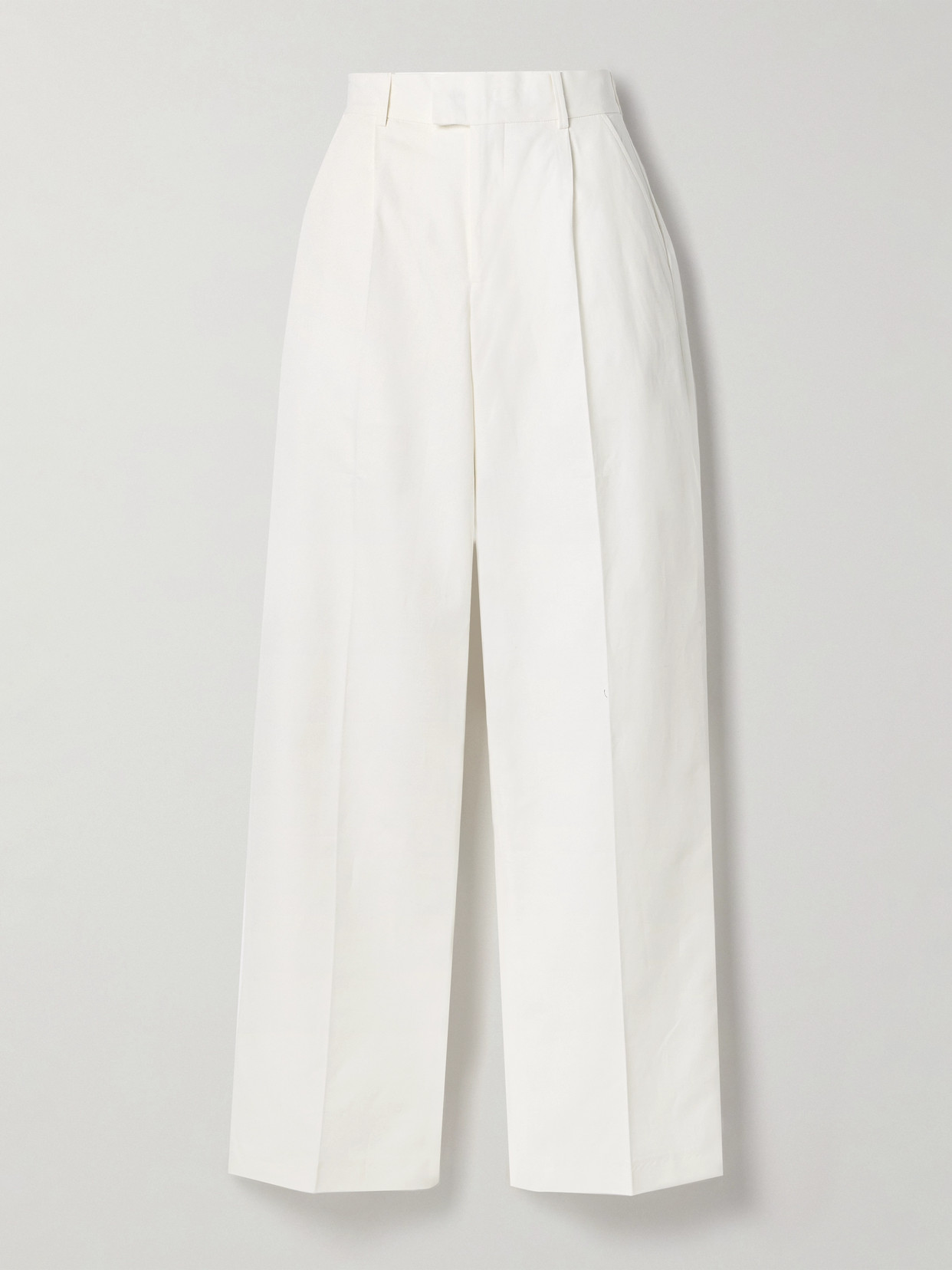 Bettter Everest Pleated Cotton-twill Straight-leg Trousers In White