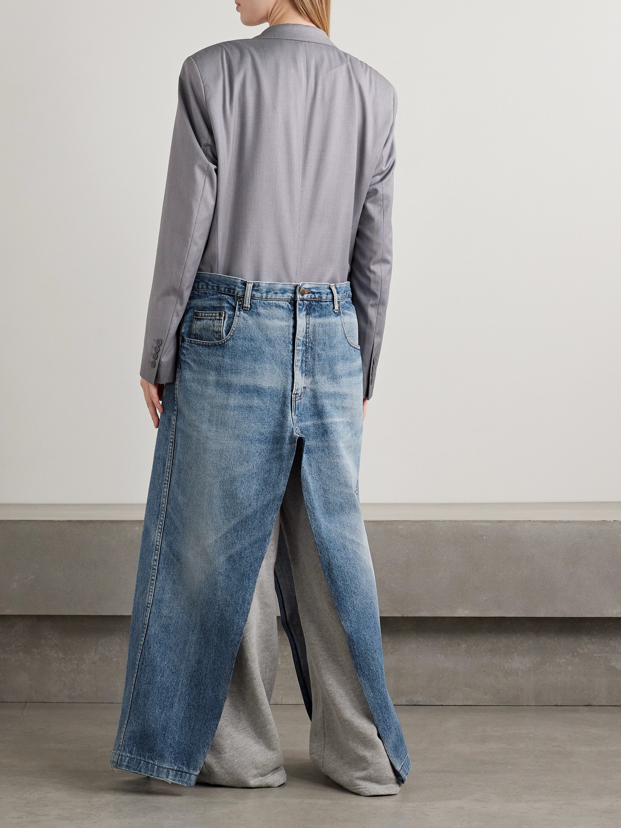Denicoat Convertible Wool-Blend And Denim Coat
