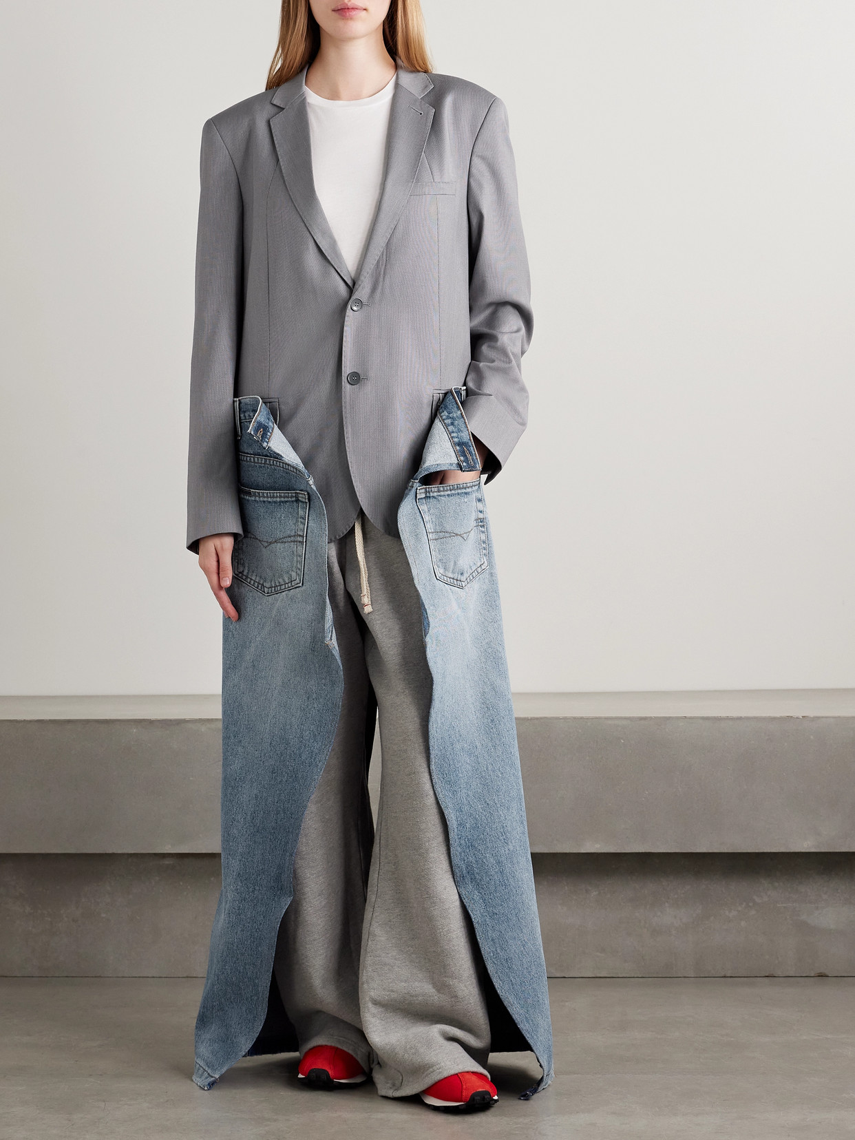 Denicoat Convertible Wool-Blend And Denim Coat
