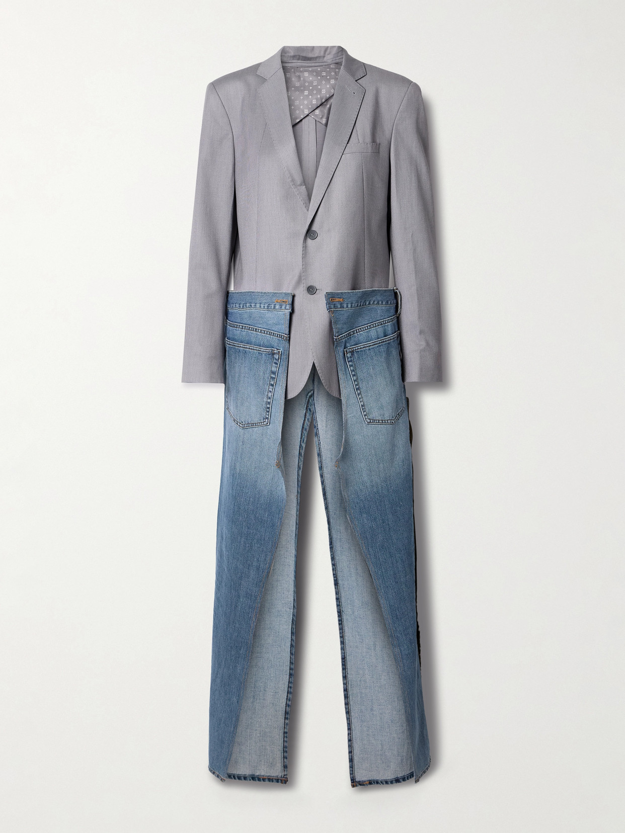 Bettter Denicoat Convertible Wool-blend And Denim Coat In Gray