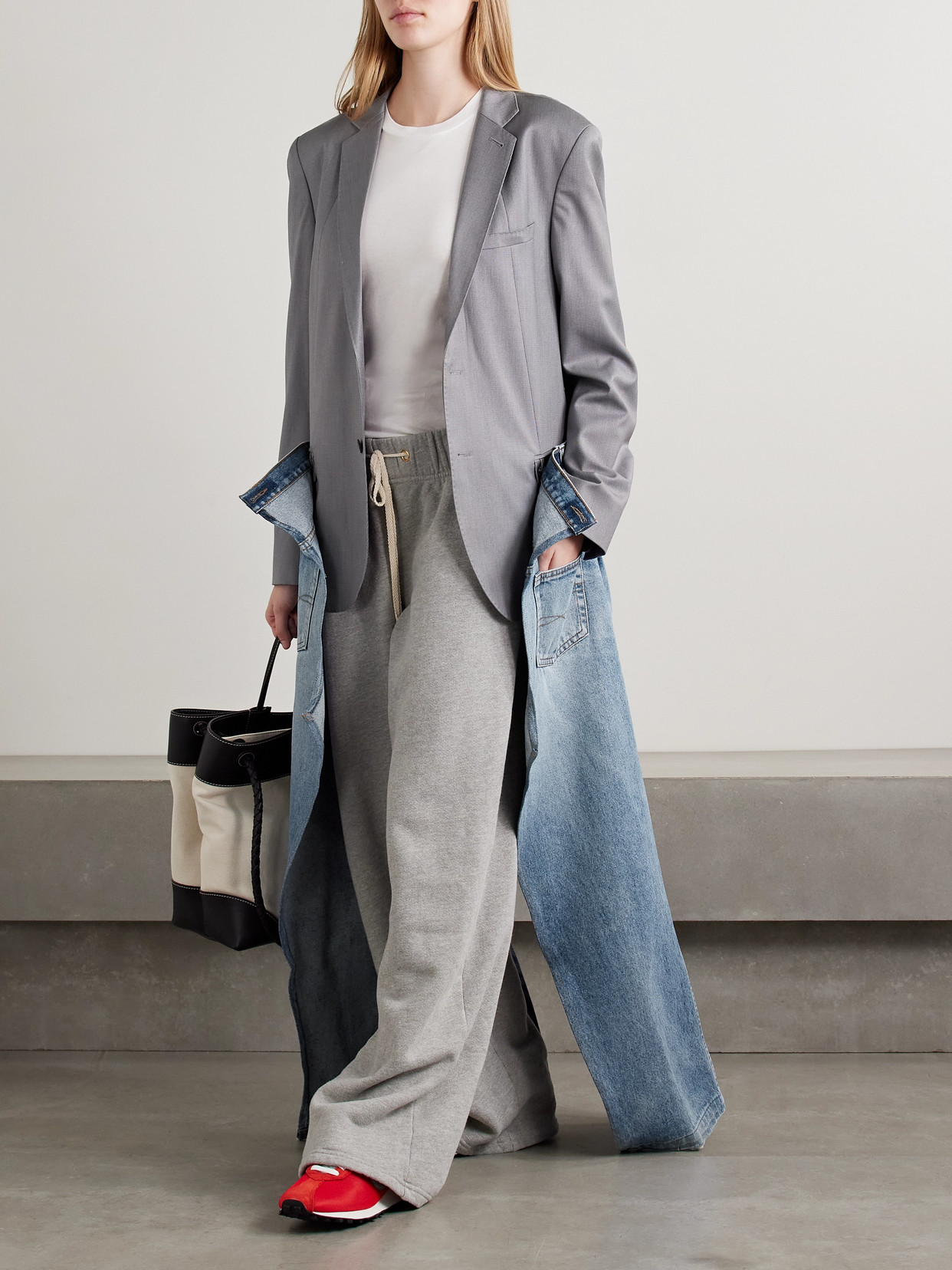 Denicoat Convertible Wool-Blend And Denim Coat