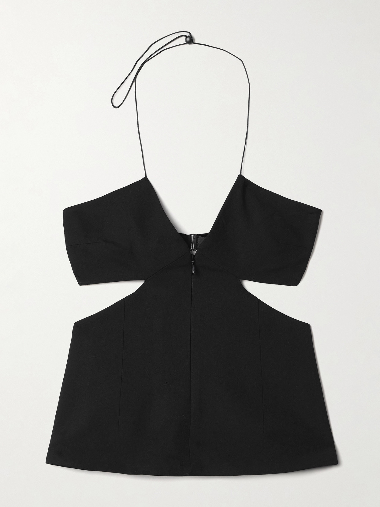 Bettter Capote Cutout Wool-blend And Satin Halterneck Top In Black