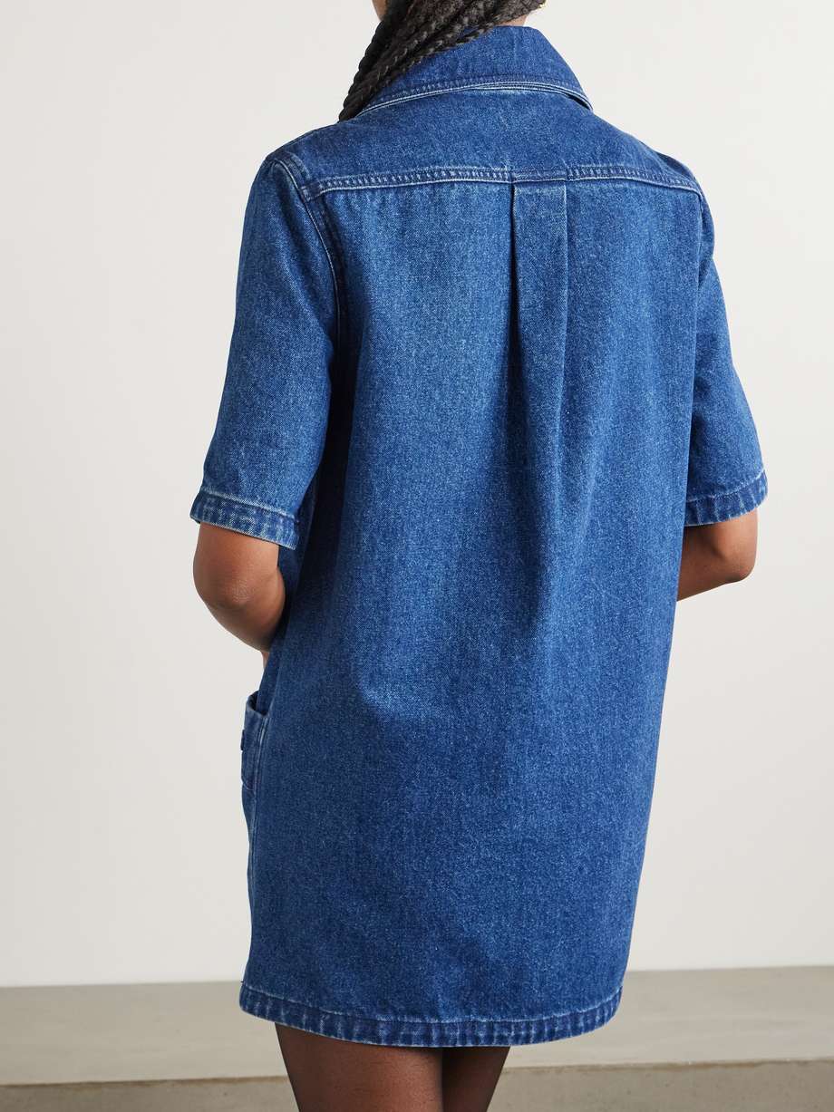 embellished denim mini shirt dress