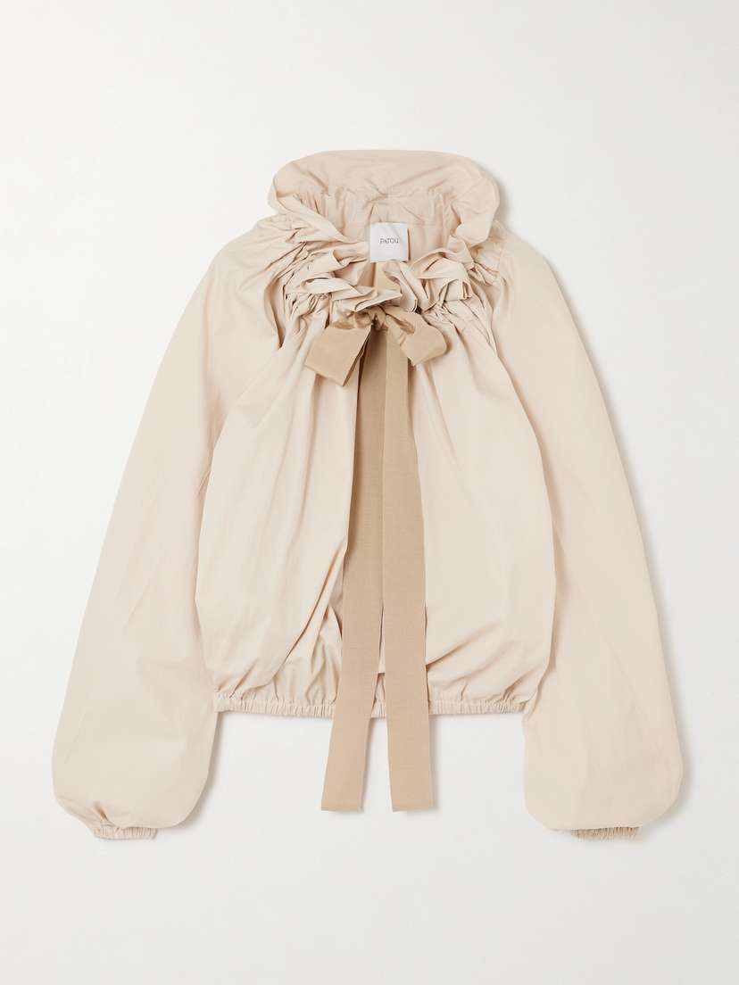 Patou Iconic Volume Grosgrain-trimmed Gathered Cotton-faille Top