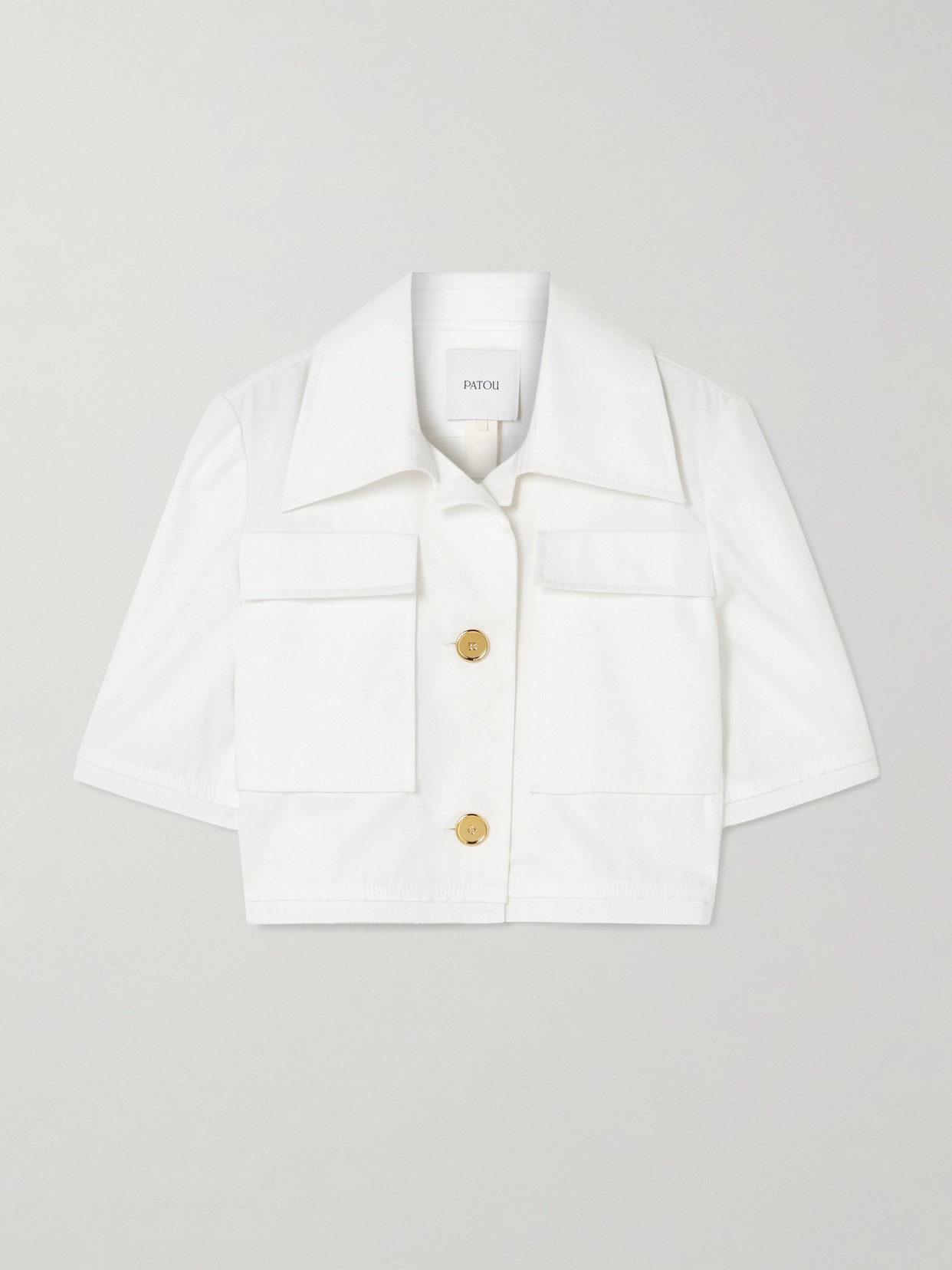 Patou Cropped Cotton-twill Jacket In White