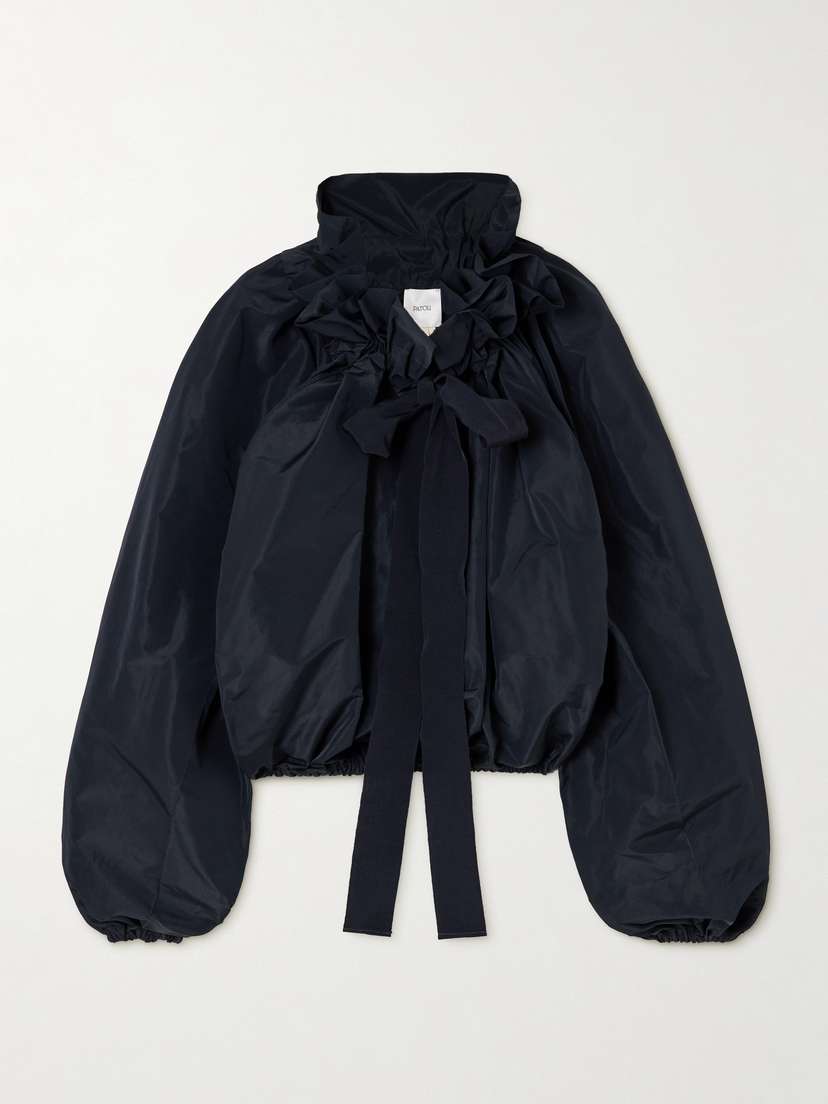 Patou Iconic Volume Grosgrain-trimmed Gathered Cotton-faille Top