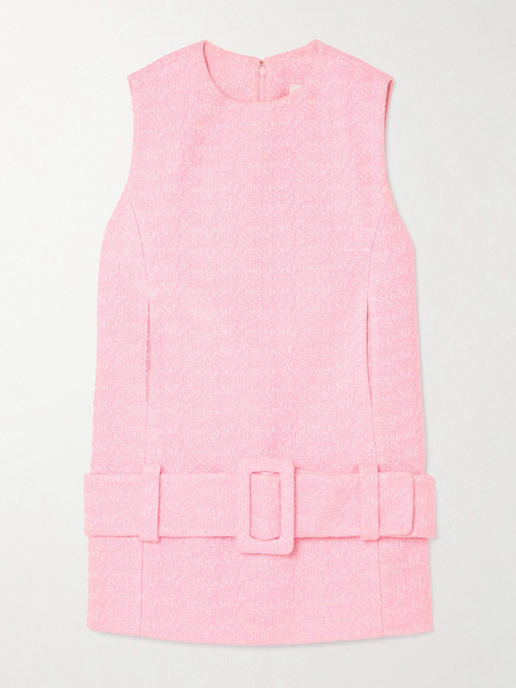Patou Belted cotton-blend bouclé-tweed mini dress thumbnail
