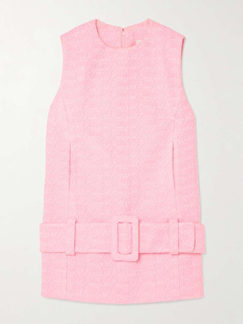 Patou Belted Cotton-blend Bouclé-tweed Mini Dress