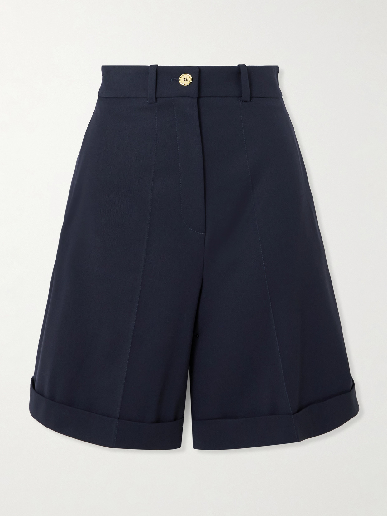 Patou Wool-blend Twill Straight-leg Shorts In Blue