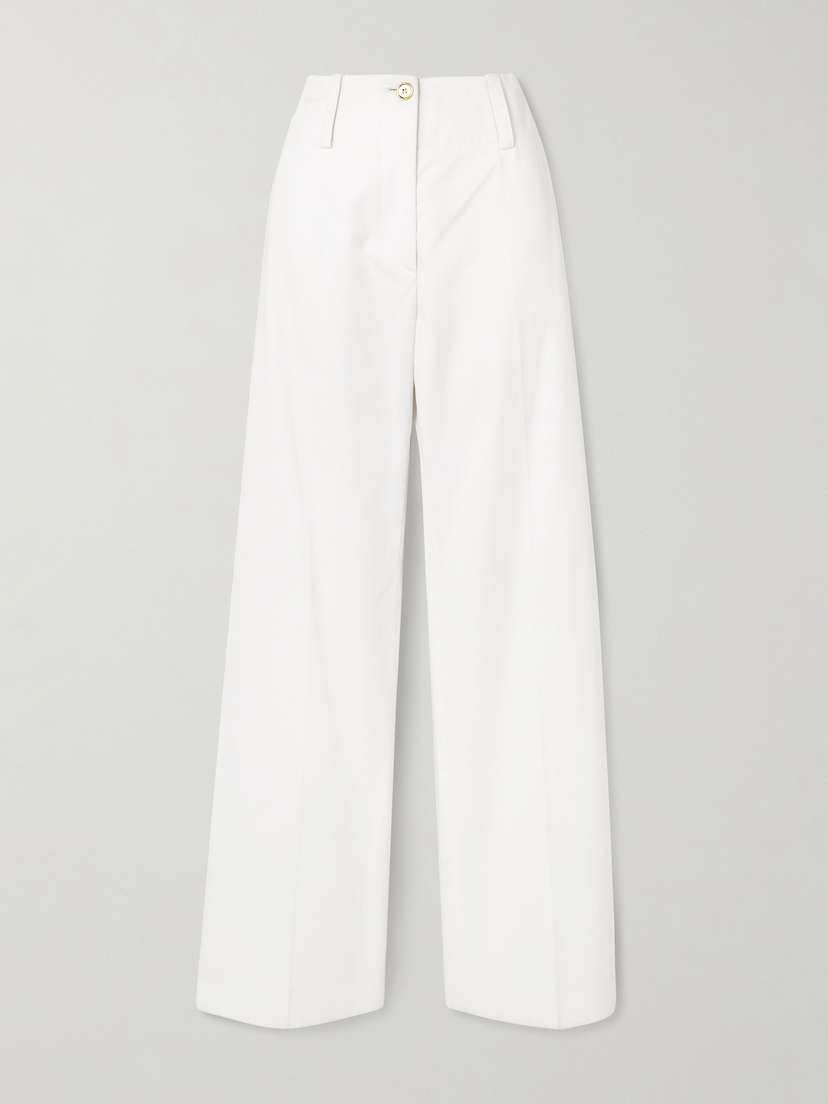 Patou Embroidered Cotton-twill Straight-leg Pants