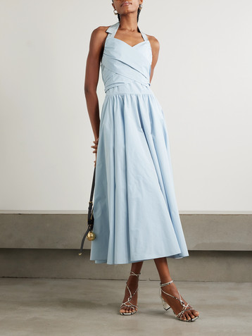 Patou Pleated poplin halterneck midi dress
