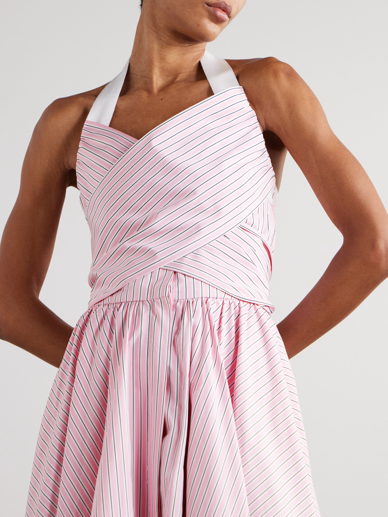 Patou Maxi Dress Halterneck Cotton Organic Printed Poplin In Pink