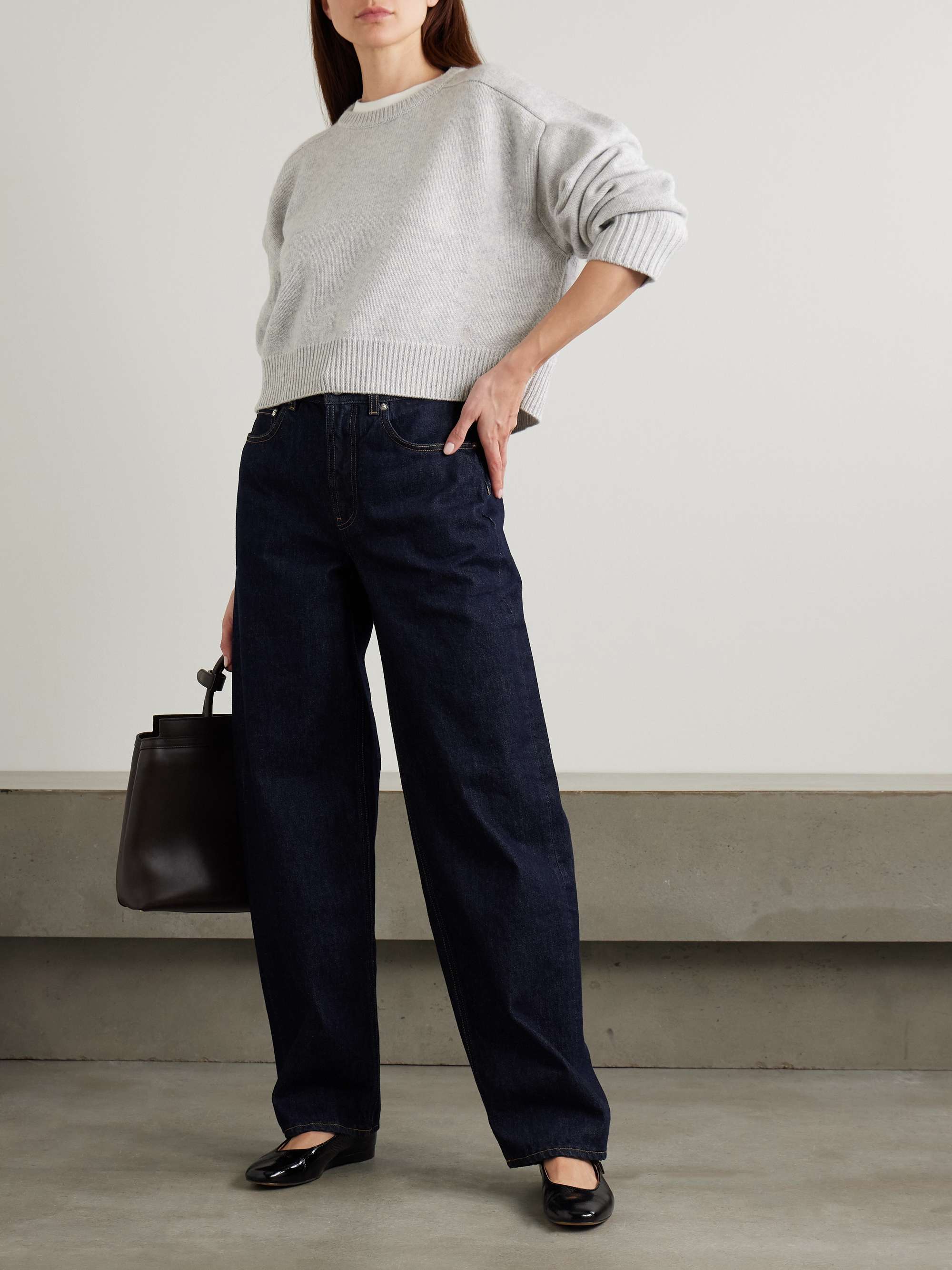 LOULOU DE SAISON Bruzzi oversized cropped wool and cashmere-blend sweater