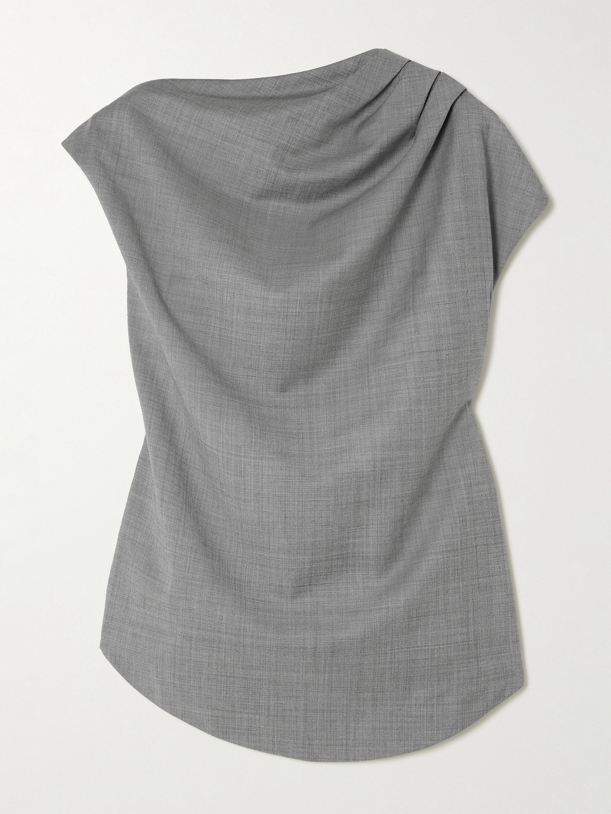 Loulou De Saison Lyra Draped Wool-twill Blouse In Gray