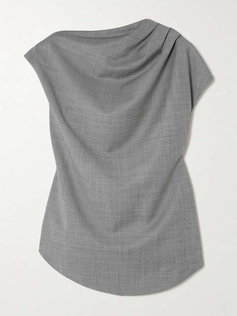 Loulou de Saison Lyra Draped Wool-twill Blouse