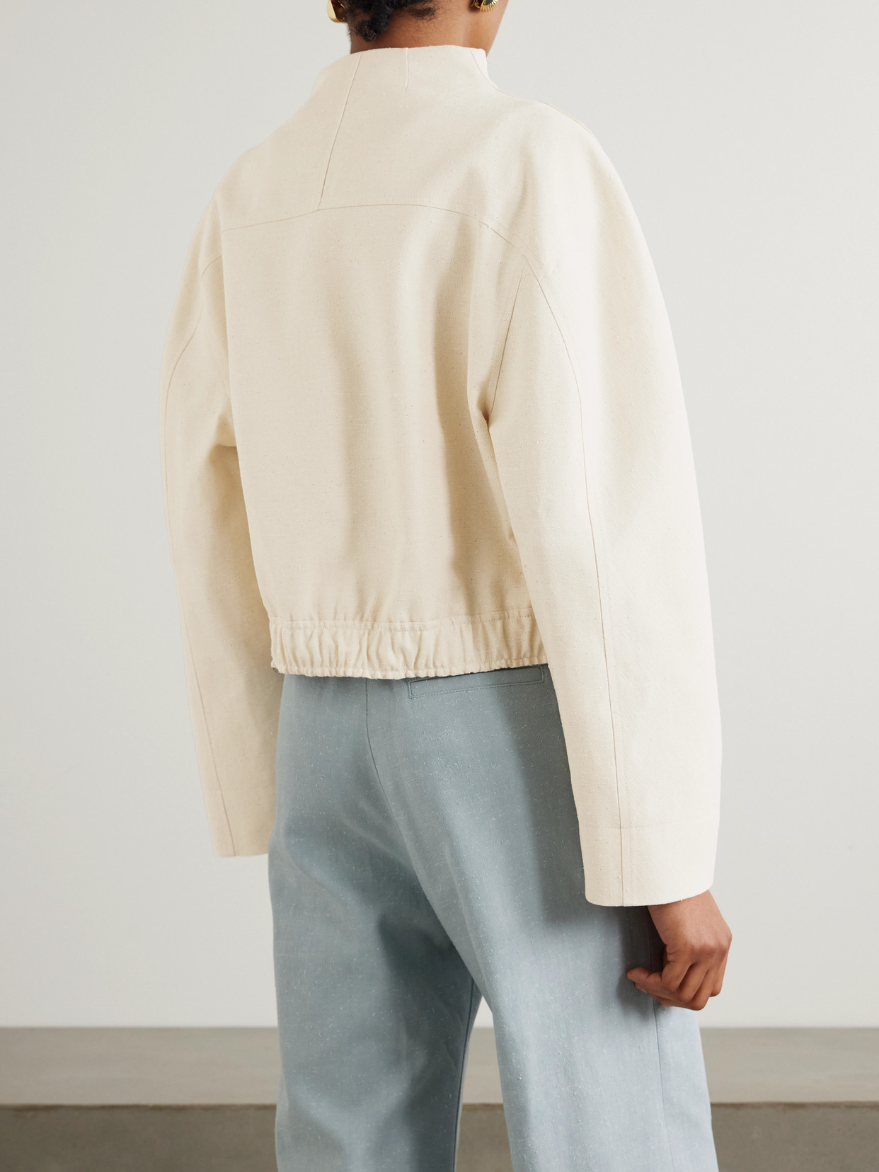 Loulou De Saison Bago Cropped Textured Cotton-blend Twill Jacket In Ivory