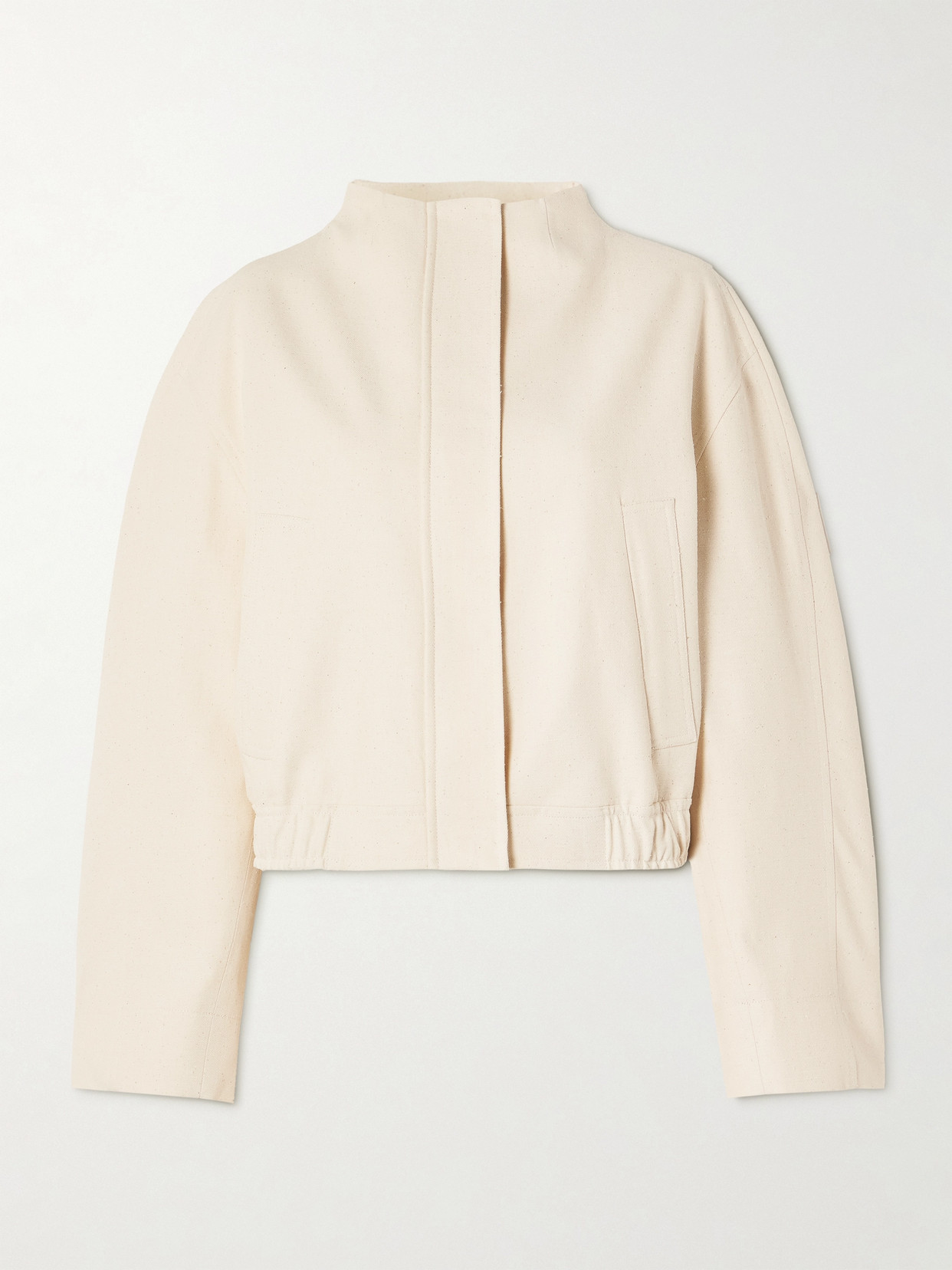 Loulou De Saison Bago Cropped Textured Cotton-blend Twill Jacket In Ivory