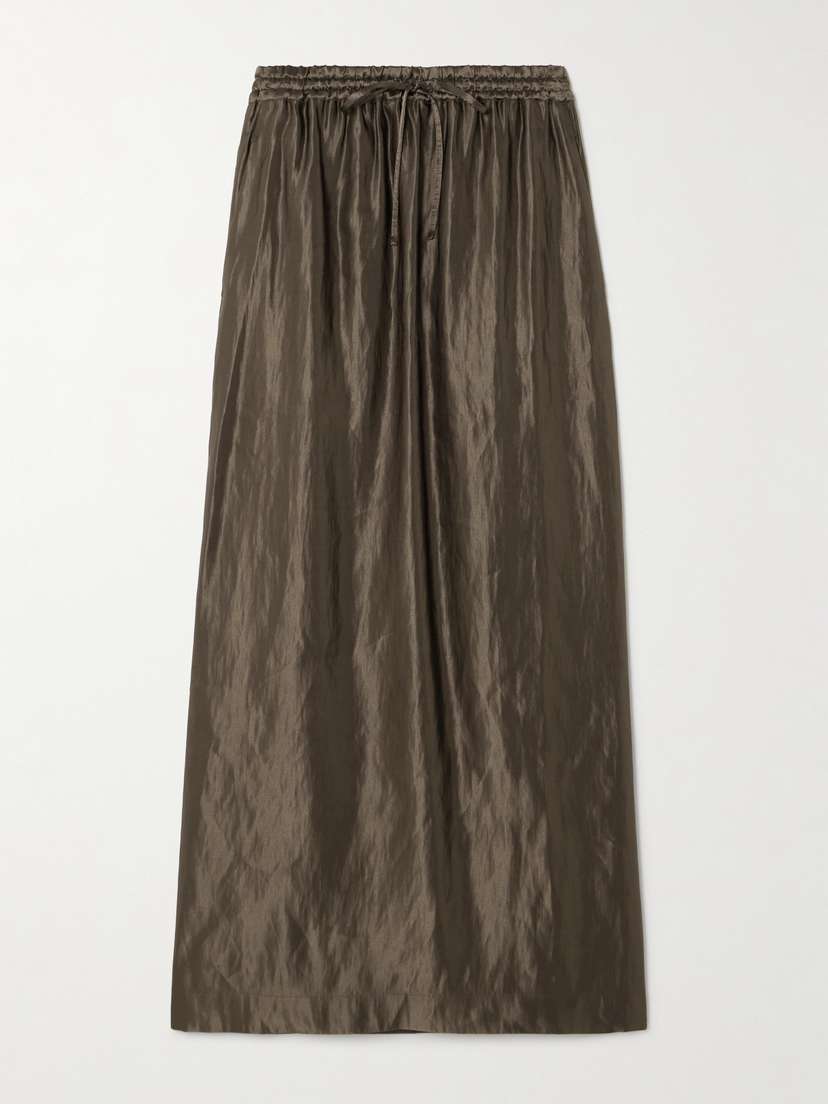 Loulou de Saison Liam Linen And Silk-blend Satin Drawstring Skirt