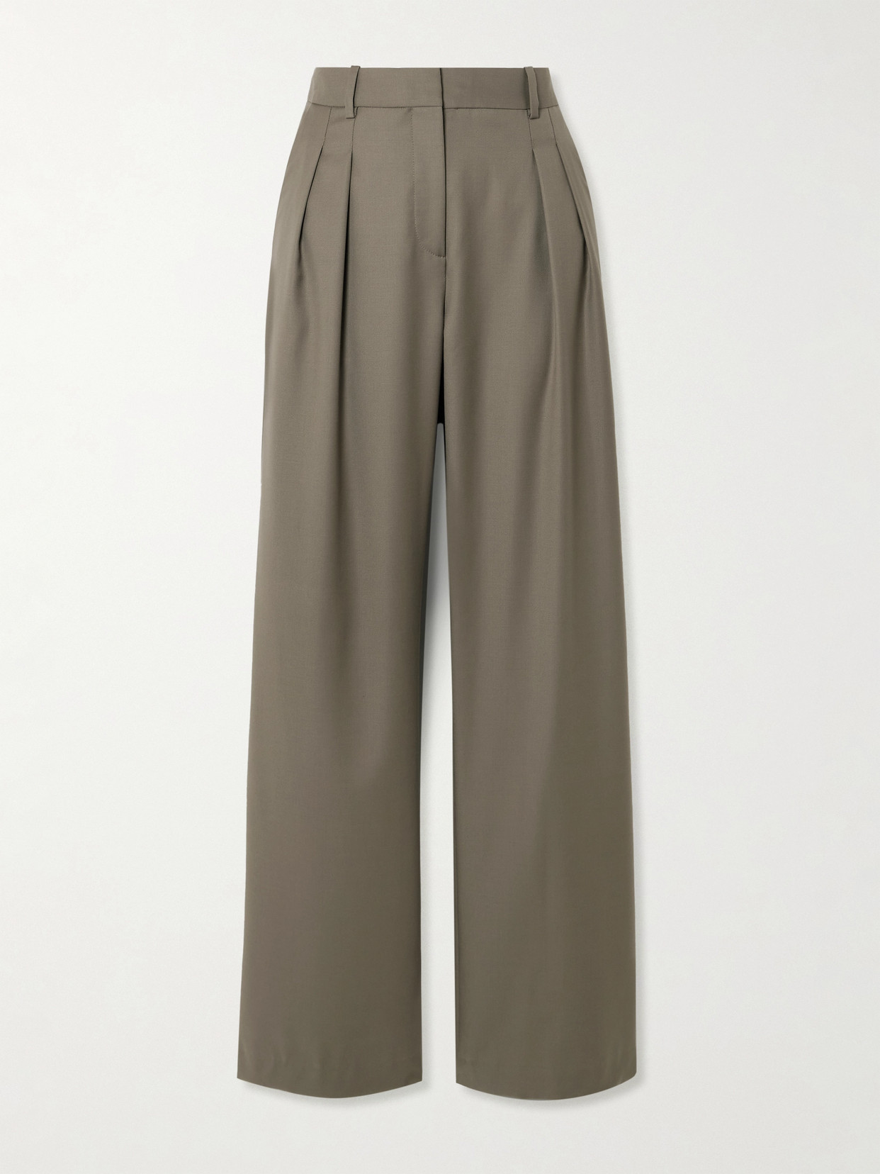 LOULOU DE SAISON SBIRU PLEATED WOOL WIDE-LEG PANTS