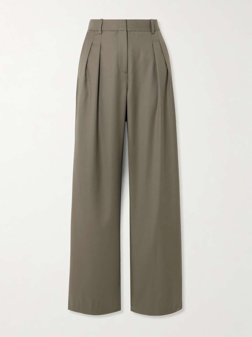 Loulou de Saison Sbiru Pleated Wool Wide-leg Pants
