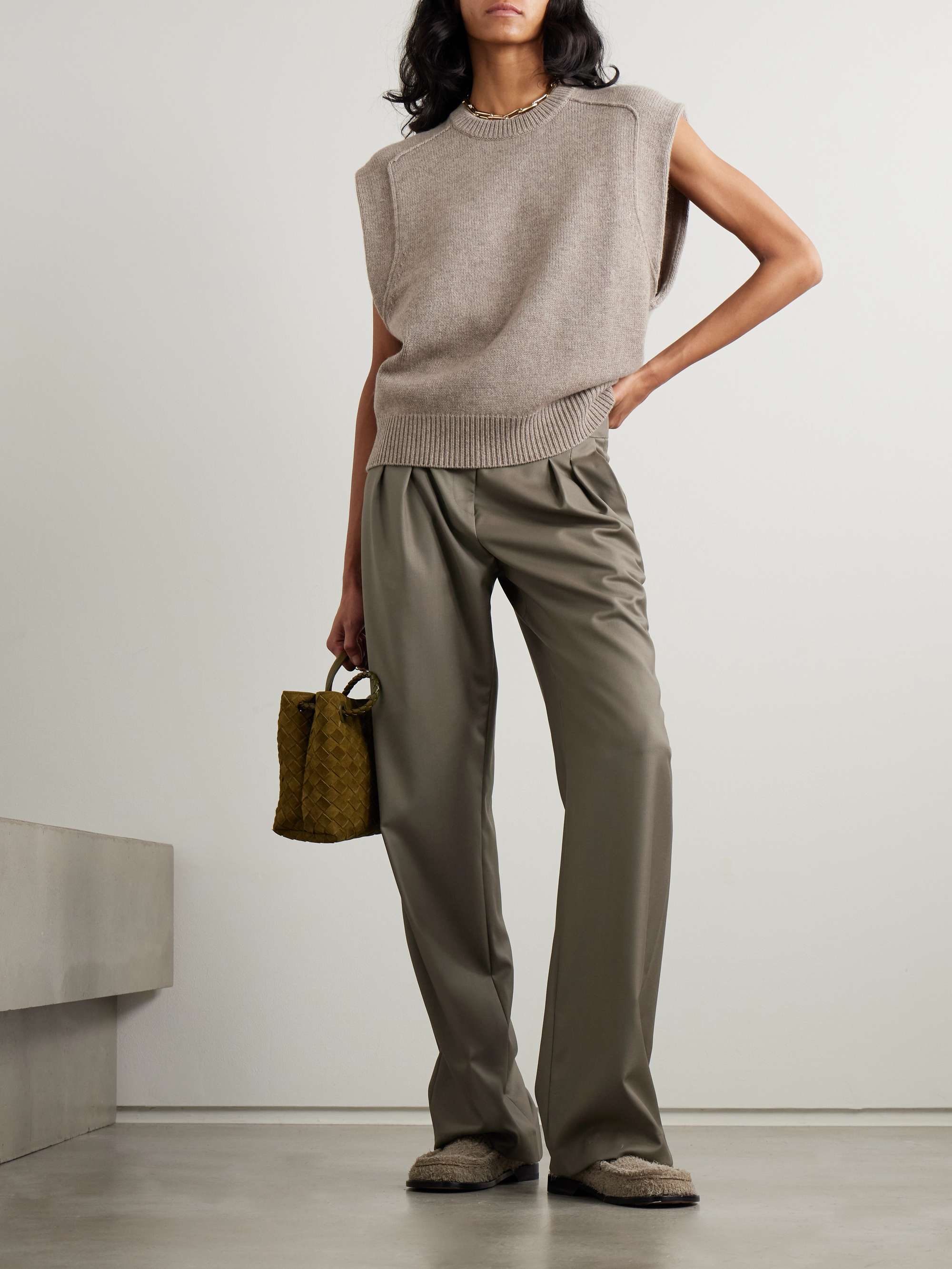 LOULOU DE SAISON Sbiru pleated wool straight-leg pants