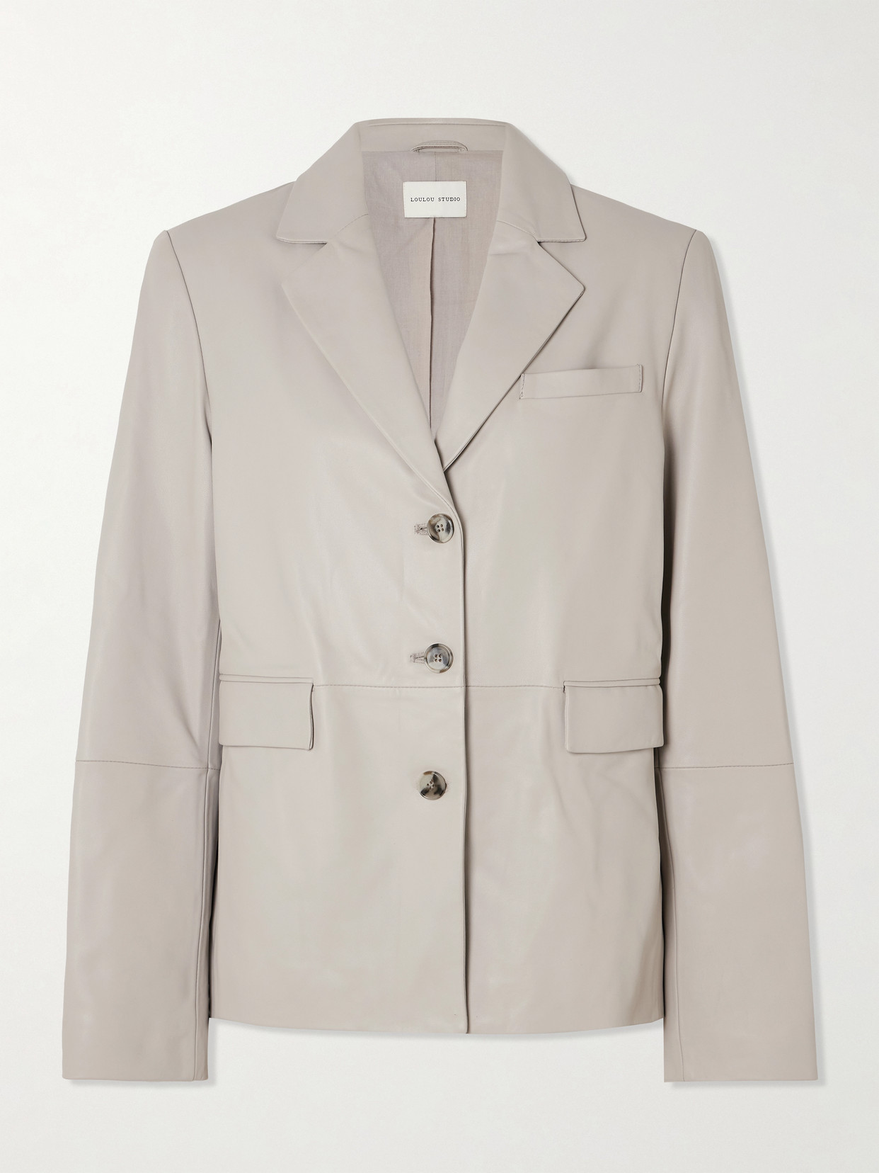Loulou De Saison Aldo Leather Blazer In Gray