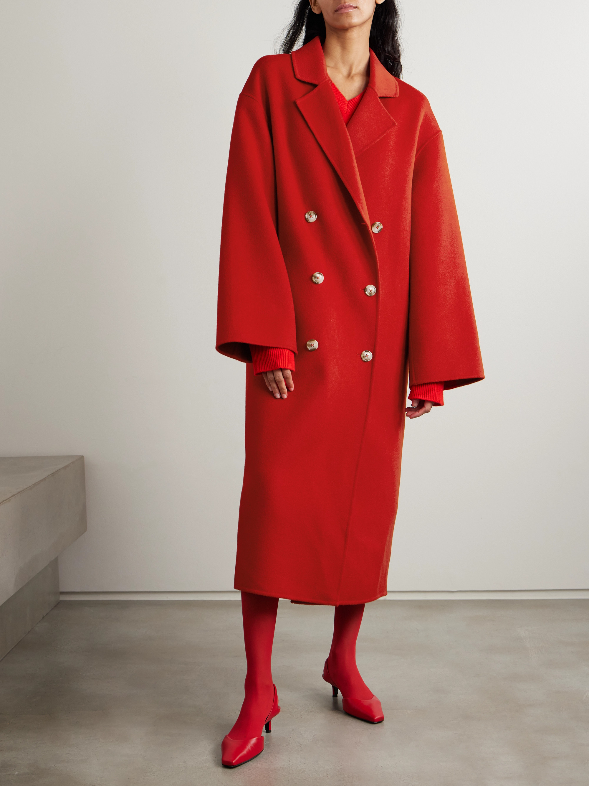LOULOU DE SAISON Borneo double-breasted wool and cashmere-blend coat