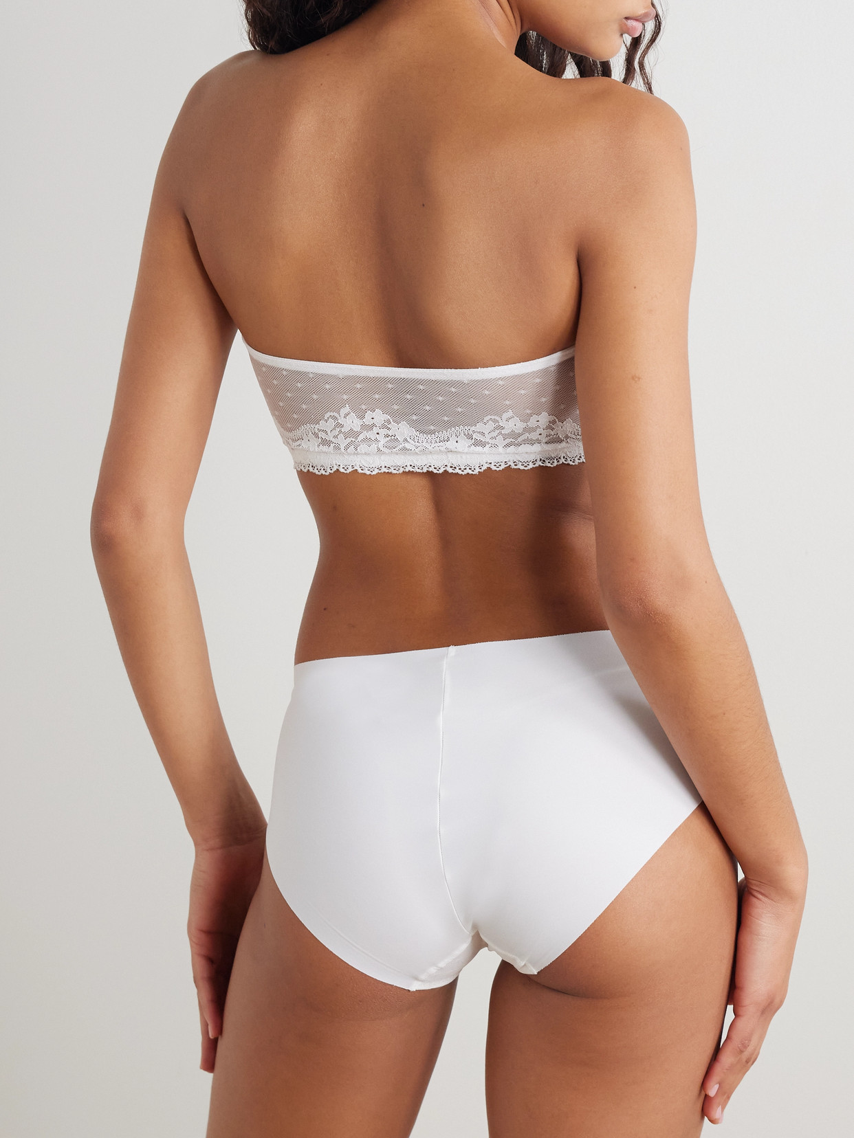 Commando Double Take Lace And Stretch-jersey Briefs In White