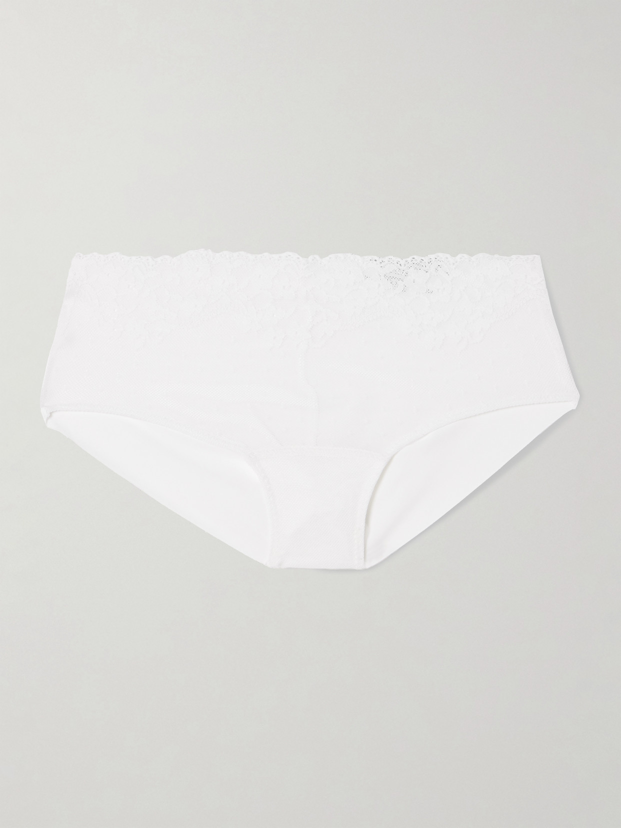 Commando Double Take Lace And Stretch-jersey Briefs In White