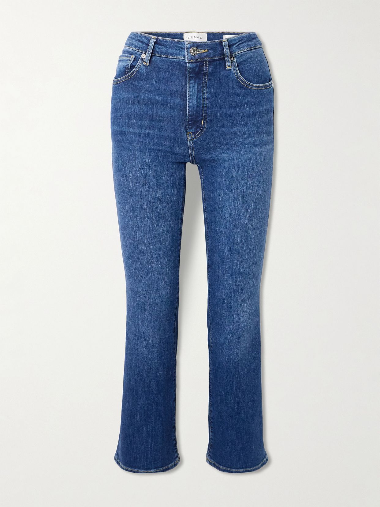reboot crop stretch high rise bootcut jeans