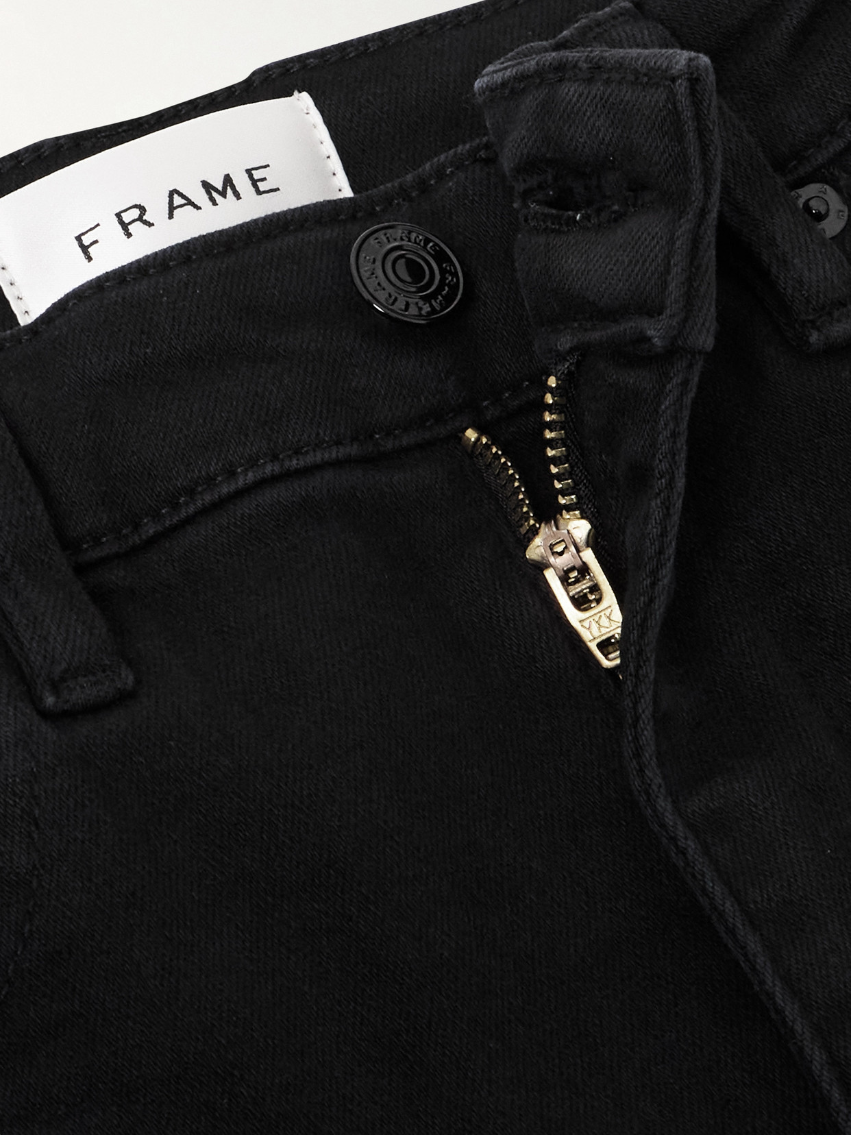 Frame Pencil Super Stretch Mid-rise Skinny Jeans In Black