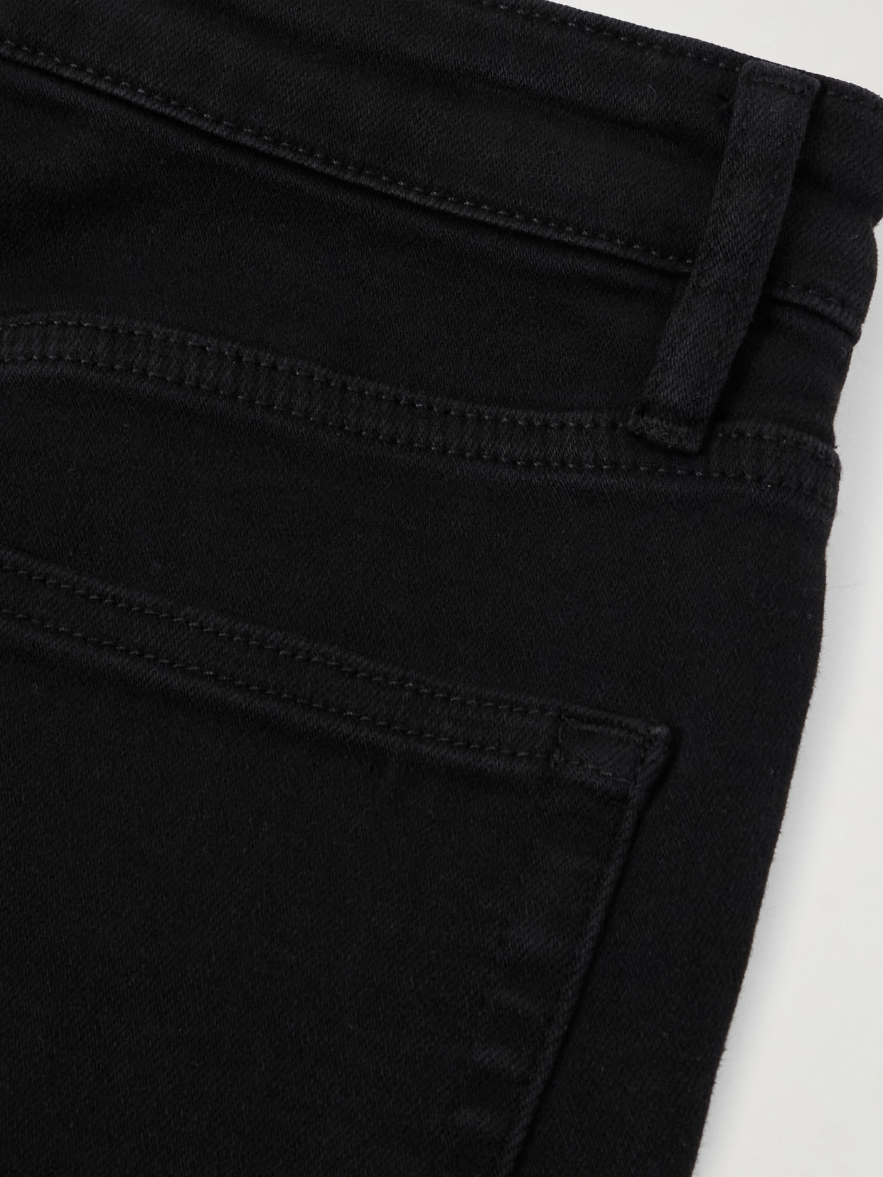 Frame Pencil Super Stretch Mid-rise Skinny Jeans In Black