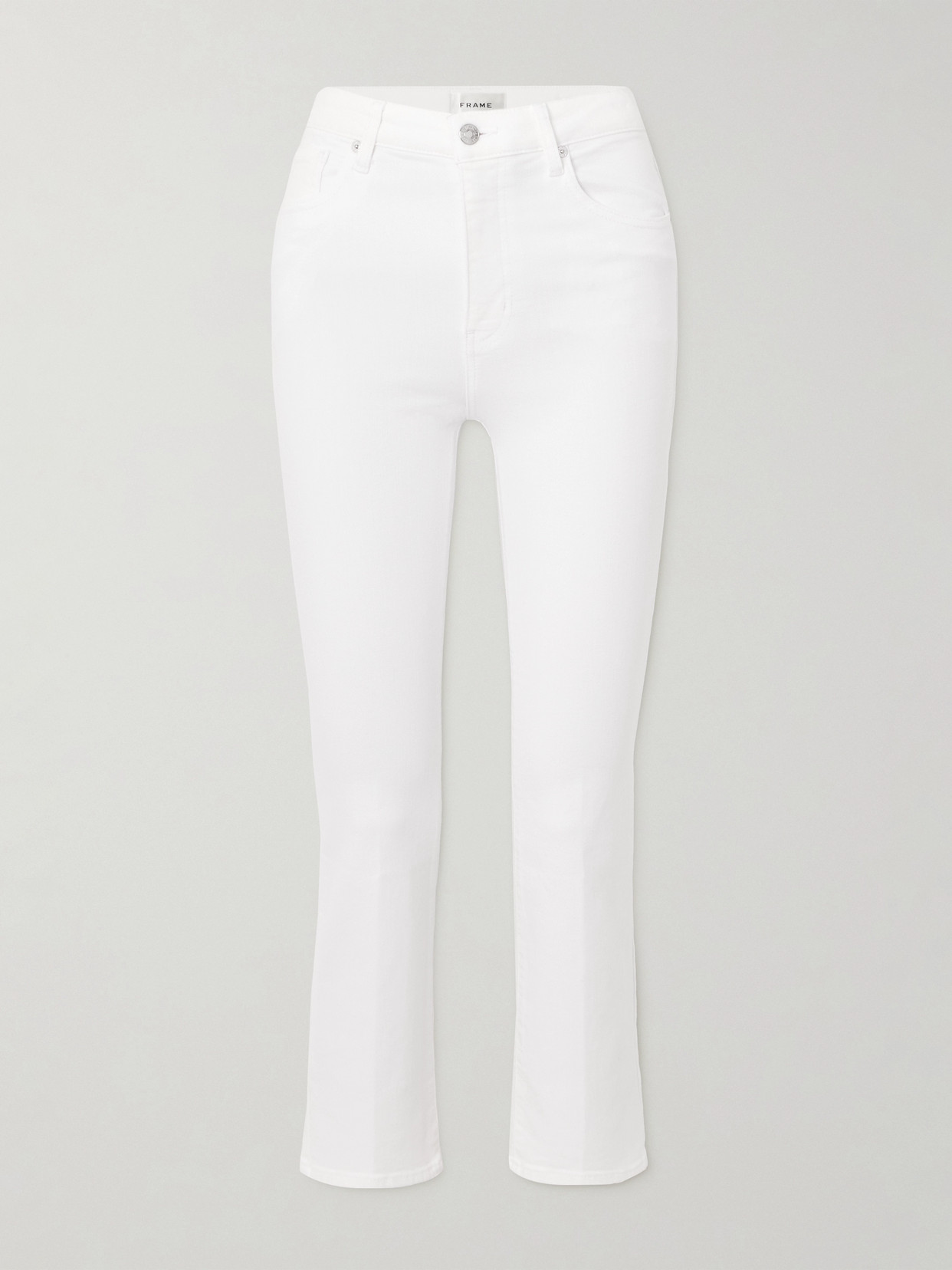 Frame Slouchy High-rise Bootcut Jeans In White
