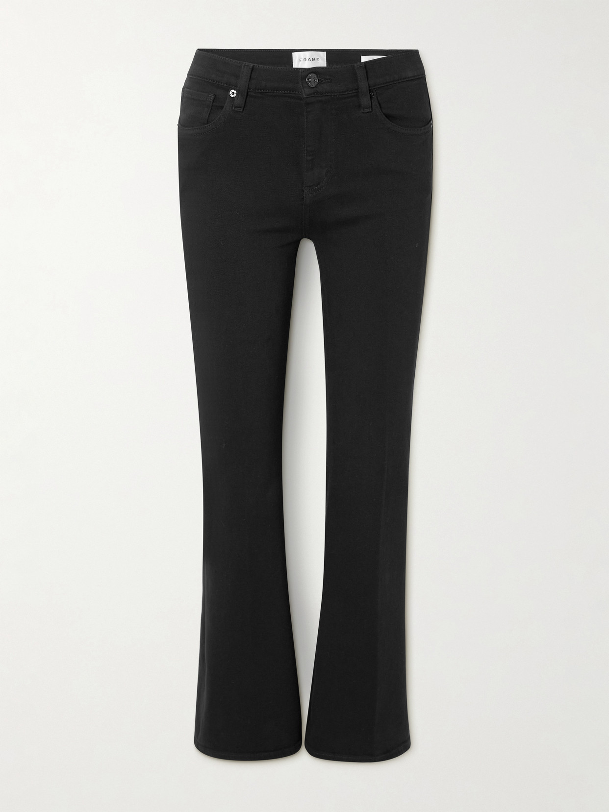 Frame The Icon Low-rise Bootcut Jeans In Black